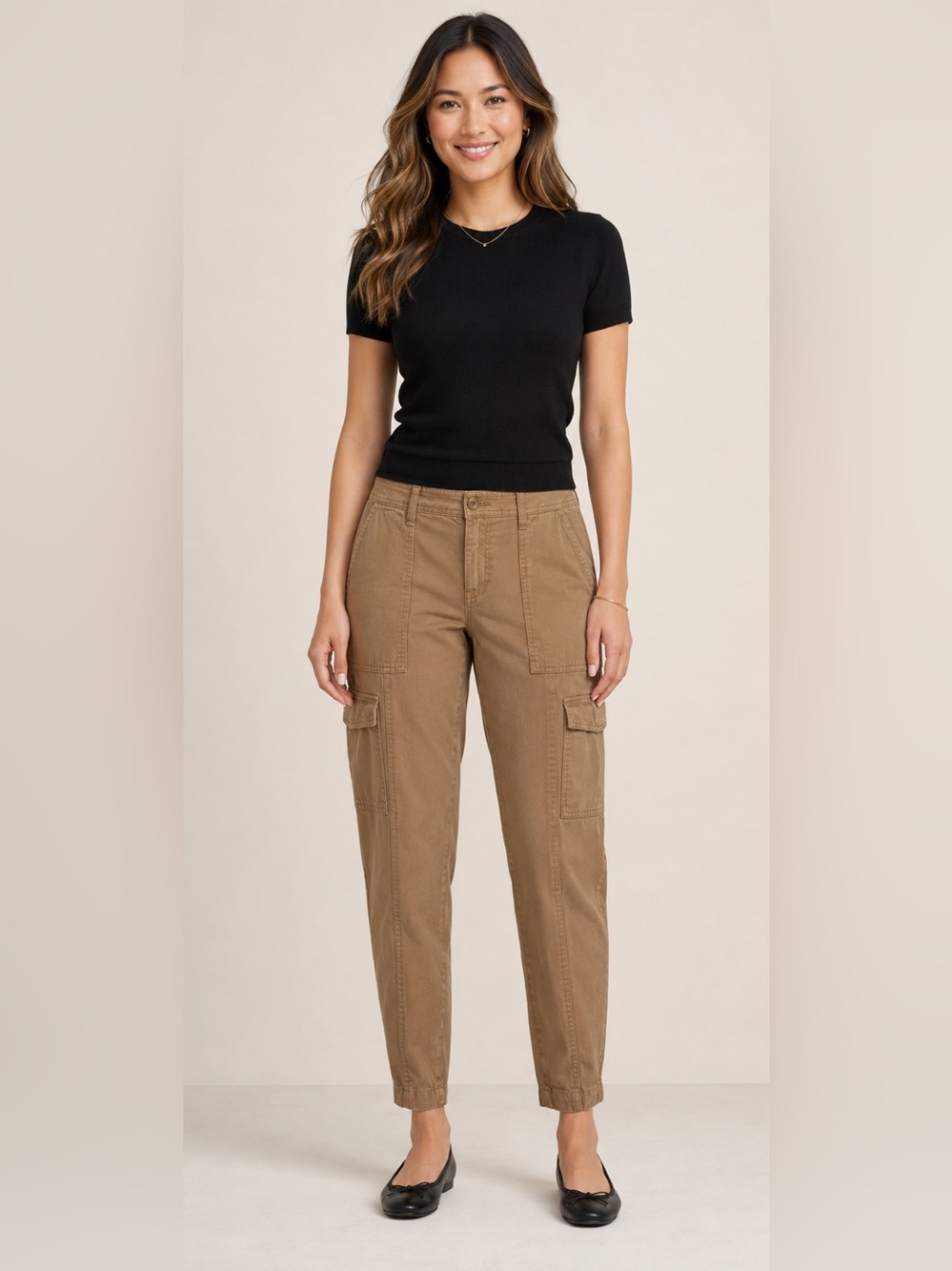 Banana Republic Cargo Tapered Utility Pants Iced Latte Size 8 Petite
